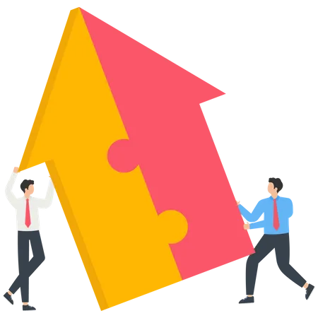 Young Businessman Merging Arrows Together  Illustration