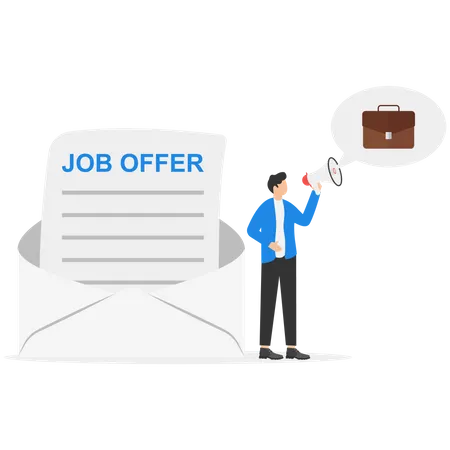 Job Offer Or New Opportunity Career Promotion Or Decision To Change To New Office Employment Or Recruitment Vacancy Or Hiring Concept Businessman On Email Envelope Offer New Job To Candidate Illustration