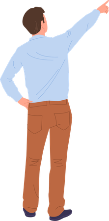 Young businessman pointing upward standing  Illustration