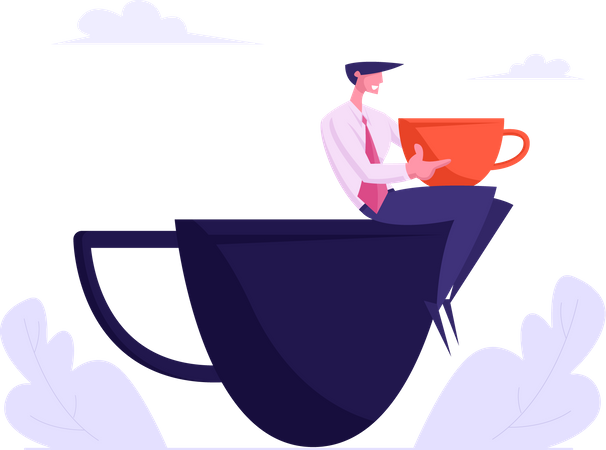 Young Businessman Relaxing on Coffee Break Illustration