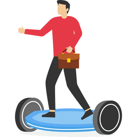 Electric Personal Transport Concept Young Male Character Riding Electric Scooter Or Bicycle In City Park Cartoon Vector Illustration Illustration