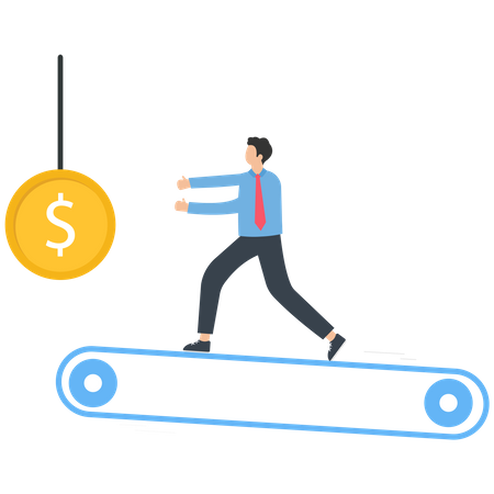 Young Businessman Running And Chasing Gold Coins  Illustration