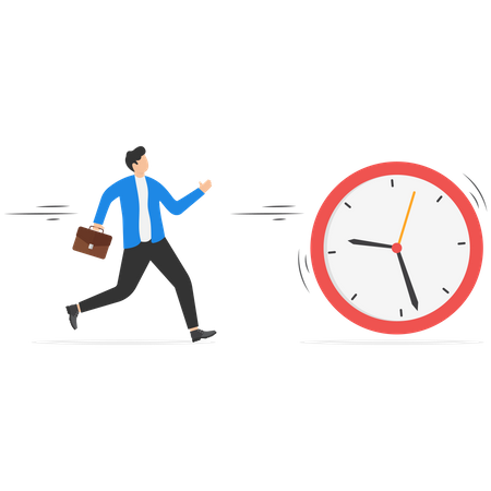 Young Businessman Running To Complete Work On Time  Illustration