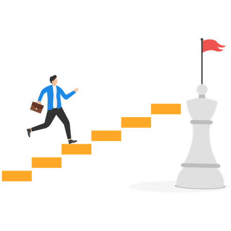 Young businessman running with strategy for business success  Illustration