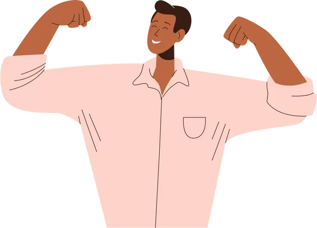 Young businessman showing strong arms  Illustration