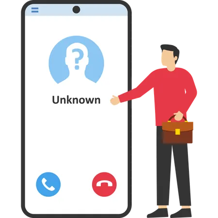 Young businessman showing unknown call  Illustration