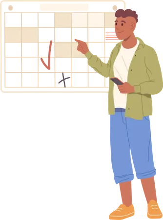 Young businessman using calendar  Illustration