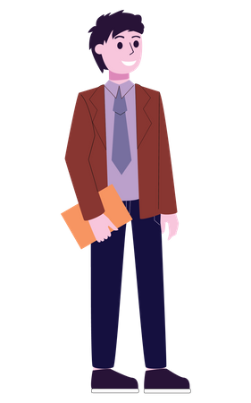 Young businessman with folder  Illustration
