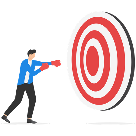 Young businessman working hard for achieving business big target  イラスト