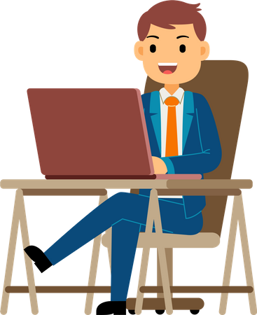 Young Businessman working on laptop  Illustration