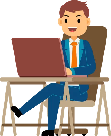 Young Businessman working on laptop  Illustration