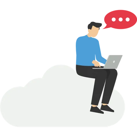 Cloud Technology Concept Office Character And Cloud Technology The Idea Of Modern Digital Technology And Information Protection Exchange Of Data Information Vector Flat Illustration 일러스트레이션