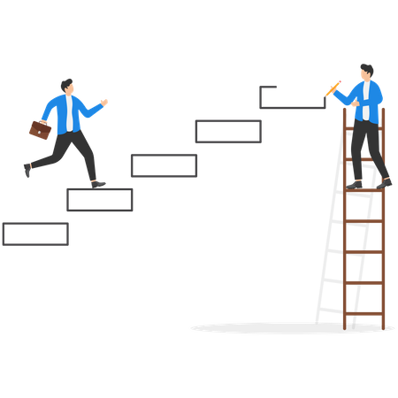 Young Businessmen climbs success ladder  イラスト