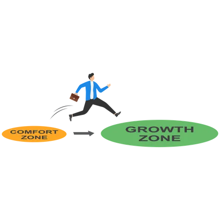 Businessmen Leave Their Comfort Zone Personal Development Motivation And Challenge Vector Illustration Concept Illustration