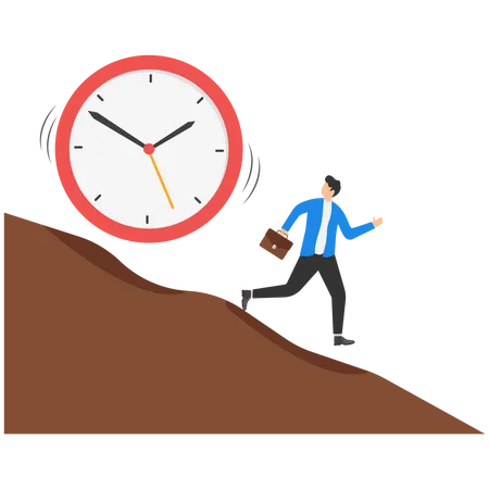 Businessmen Run Away From The Big Clock Concept Deadline Business Symbol Vector Illustration Illustration