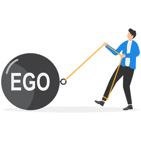 Ego Burden Concept Businessmen Try To Pull His Ego Businessman Facing Ego On His Way To Success Illustration