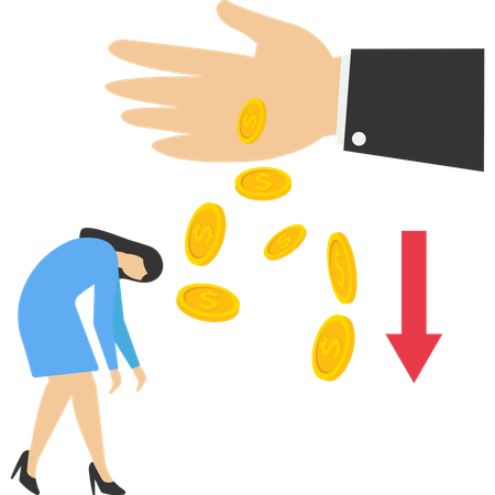 Young businesswoman loosing her money  Illustration