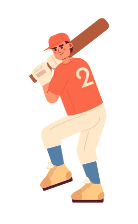 Young Caucasian Male Batter In Proper Batting Stance Semi Flat Colorful Vector Character Cricket Sport Editable Full Body Person On White Simple Cartoon Spot Illustration For Web Graphic Design Illustration