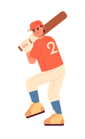 Young caucasian male batter in proper batting stance  Illustration