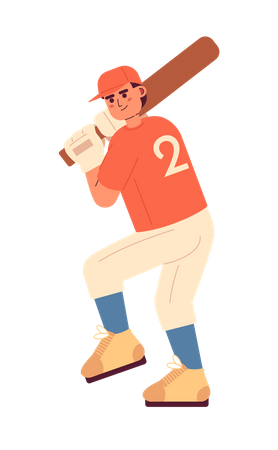 Young caucasian male batter in proper batting stance  Illustration