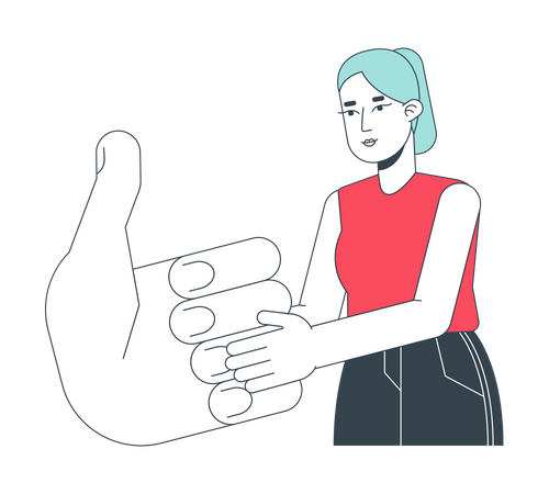 Young caucasian woman giving positive feedback  Illustration