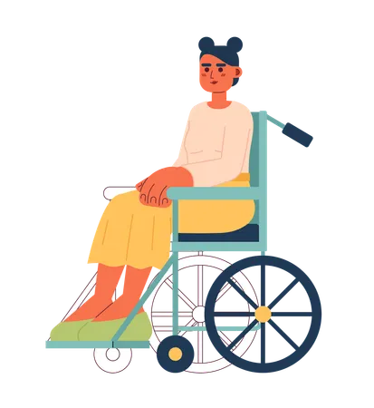 Young caucasian woman on wheelchair  Illustration