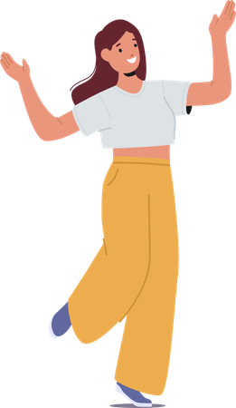 Young cheerful woman feeling carefree  Illustration