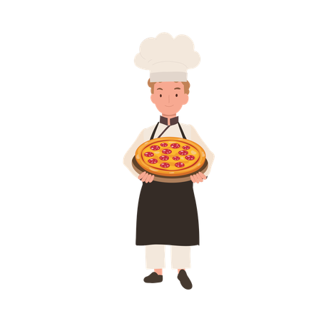 Young Chef Cooking Delicious Homemade Pizza  Illustration