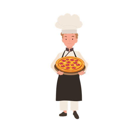 Young Chef Cooking Delicious Homemade Pizza  Illustration