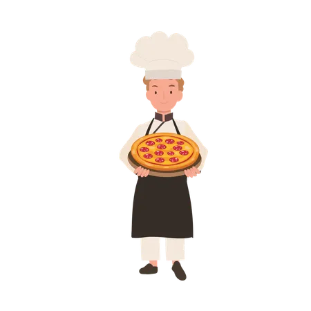 Young Chef Cooking Delicious Homemade Pizza  Illustration