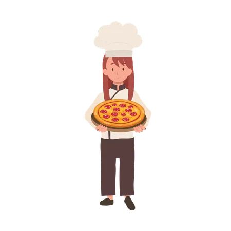 Young Chef Cooking Delicious Homemade Pizza  Illustration