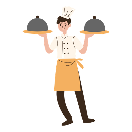 Young chef preparing food  Illustration