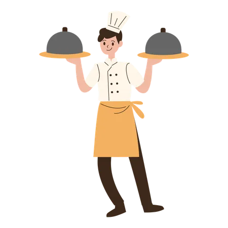 Young chef preparing food  Illustration