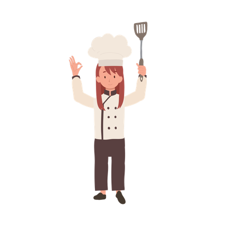 Young Chef Showing OK Sign  Illustration