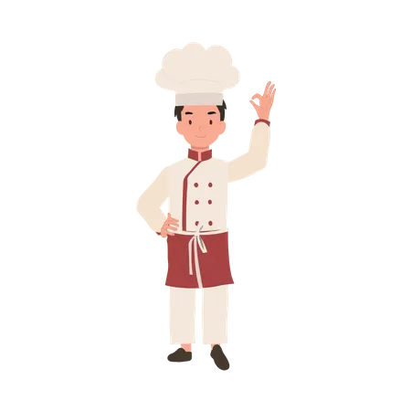 Young chef showing ok sign  Illustration