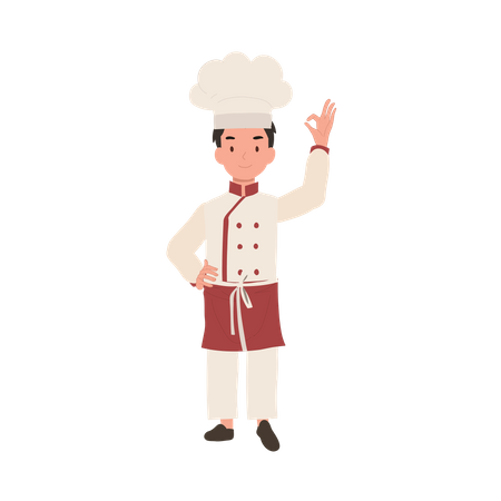 Young chef showing ok sign  Illustration