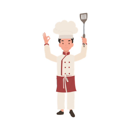 Young chef showing ok sign  Illustration