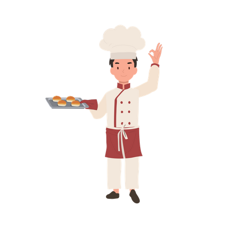 Young chef showing ok sign  Illustration