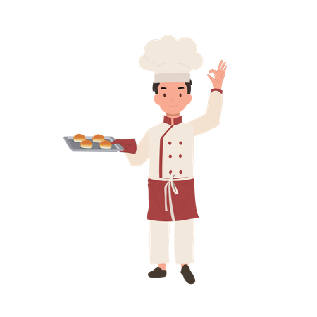 Young chef showing ok sign  Illustration