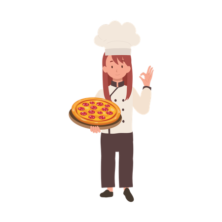 Young Chef Showing OK Sign  Illustration