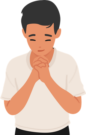 Young Child Boy Praying  Illustration