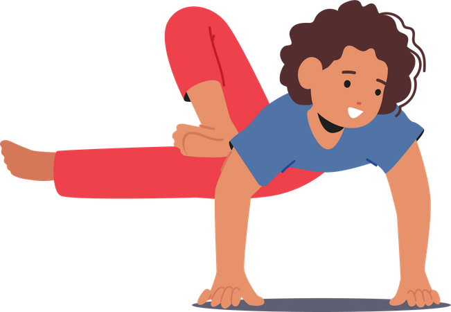 Young Child Girl Practicing Yoga  Illustration