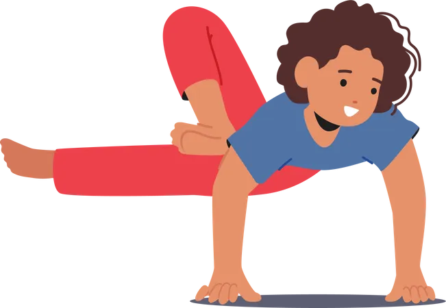 Young Child Girl Character Practicing Yoga Finding Balance And Mindfulness Through Gentle Poses Fostering Flexibility Strength And Relaxation Cartoon People Vector Illustration Illustration