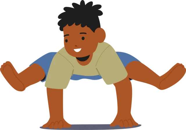Young Child Practicing Yoga Cultivating Balance  Illustration