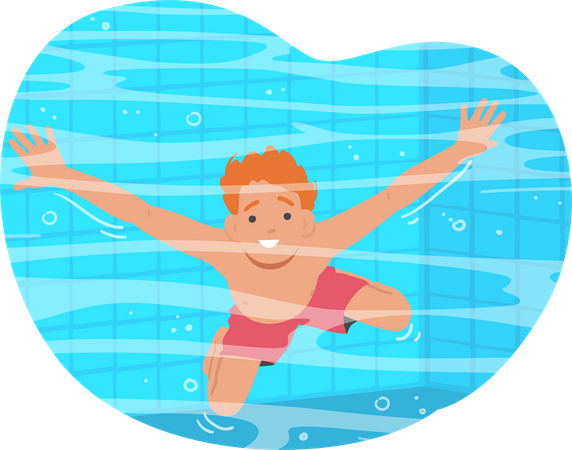 Young child splashing around in swimming pool  Illustration