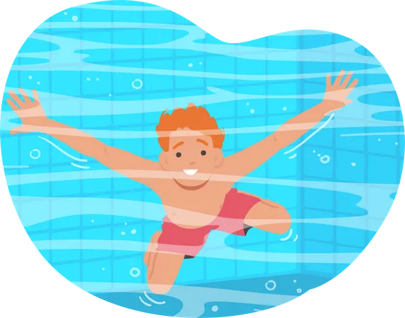 Young Child Character Splashing Around In A Sparkling Swimming Pool Enjoying Refreshing Water On Sunny Day Joys Of Summertime Family Activities And Outdoor Fun Cartoon People Vector Illustration Illustration