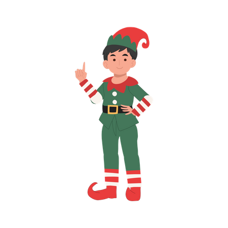 Young christmas elf boy is making introduction  Illustration