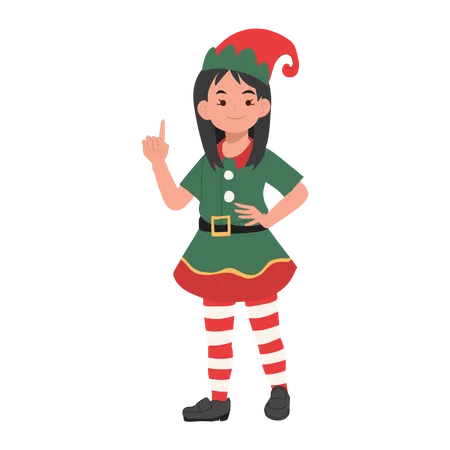 Young christmas elf girl is making introduction  Illustration