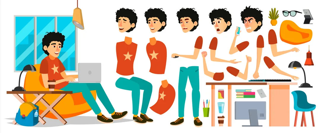 Young Coder In Modern Office Workplace Illustration