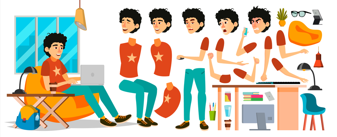 Young Coder In Modern Office Workplace  Illustration